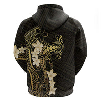 Black and Gold Hawaii Zip Hoodie Hammerhead Shark Tattoo Curve Polynesian LT14 - Polynesian Pride
