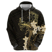 Black and Gold Hawaii Zip Hoodie Hammerhead Shark Tattoo Curve Polynesian LT14 - Polynesian Pride