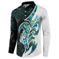 Proud Aotearoa Button Sweatshirt Maori Silver Fern Mix Paua Shell Pattern