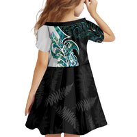 Proud Aotearoa Family Matching Long Sleeve Bodycon Dress and Hawaiian Shirt Maori Silver Fern Mix Paua Shell Pattern LT14 - Polynesian Pride