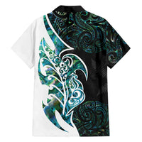 Proud Aotearoa Family Matching Long Sleeve Bodycon Dress and Hawaiian Shirt Maori Silver Fern Mix Paua Shell Pattern LT14 - Polynesian Pride