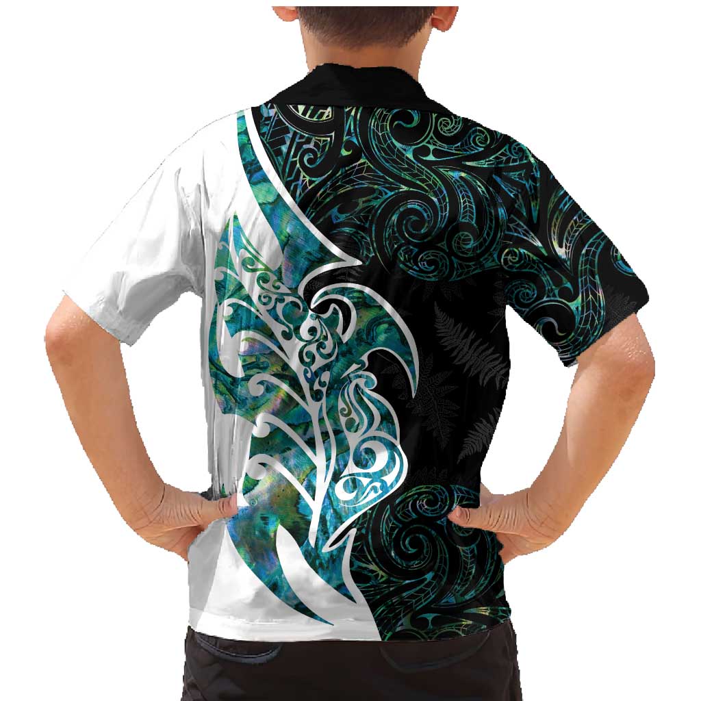 Proud Aotearoa Family Matching Mermaid Dress and Hawaiian Shirt Maori Silver Fern Mix Paua Shell Pattern LT14 - Polynesian Pride