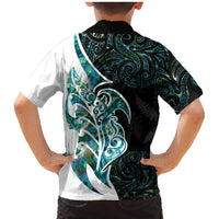 Proud Aotearoa Family Matching Mermaid Dress and Hawaiian Shirt Maori Silver Fern Mix Paua Shell Pattern LT14 - Polynesian Pride