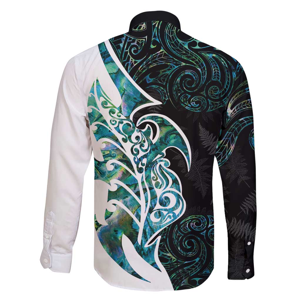 Proud Aotearoa Family Matching Summer Maxi Dress and Hawaiian Shirt Maori Silver Fern Mix Paua Shell Pattern LT14 - Polynesian Pride