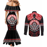 Aotearoa Toitu Te Tiriti Couples Matching Mermaid Dress and Long Sleeve Button Shirt Haka Tiki Honour The Treaty LT14 - Polynesian Pride