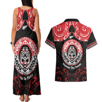 Aotearoa Toitu Te Tiriti Couples Matching Tank Maxi Dress and Hawaiian Shirt Haka Tiki Honour The Treaty LT14 - Polynesian Pride