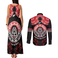 Aotearoa Toitu Te Tiriti Couples Matching Tank Maxi Dress and Long Sleeve Button Shirt Haka Tiki Honour The Treaty LT14 - Polynesian Pride