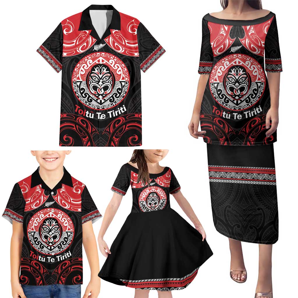 Aotearoa Toitu Te Tiriti Family Matching Puletasi and Hawaiian Shirt Haka Tiki Honour The Treaty LT14 - Polynesian Pride
