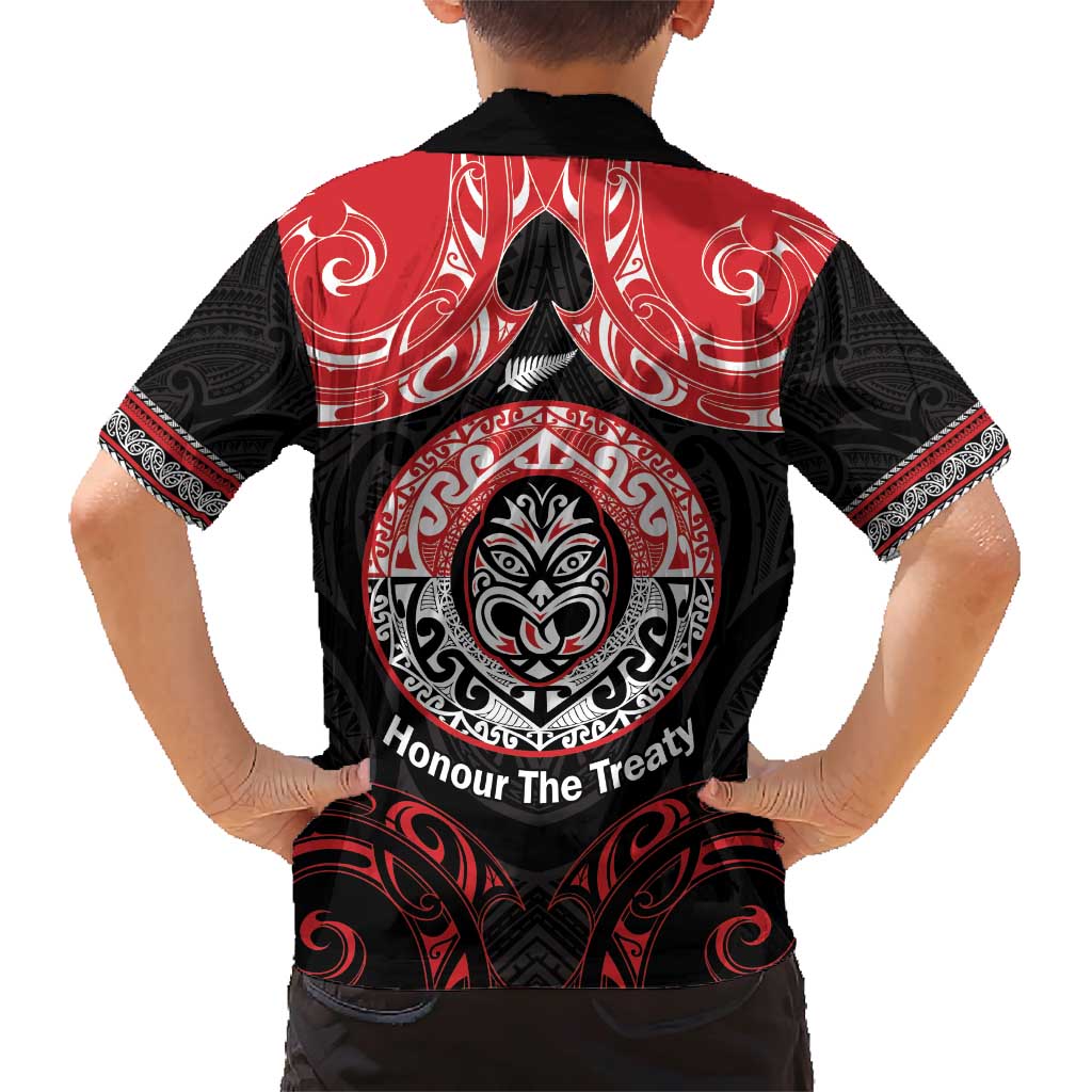 Aotearoa Toitu Te Tiriti Family Matching Short Sleeve Bodycon Dress and Hawaiian Shirt Haka Tiki Honour The Treaty LT14 - Polynesian Pride