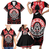 Aotearoa Toitu Te Tiriti Family Matching Short Sleeve Bodycon Dress and Hawaiian Shirt Haka Tiki Honour The Treaty LT14 - Polynesian Pride