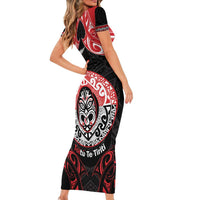 Aotearoa Toitu Te Tiriti Family Matching Short Sleeve Bodycon Dress and Hawaiian Shirt Haka Tiki Honour The Treaty LT14 - Polynesian Pride