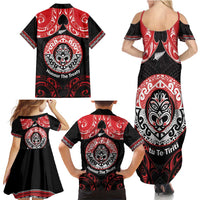Aotearoa Toitu Te Tiriti Family Matching Summer Maxi Dress and Hawaiian Shirt Haka Tiki Honour The Treaty LT14 - Polynesian Pride
