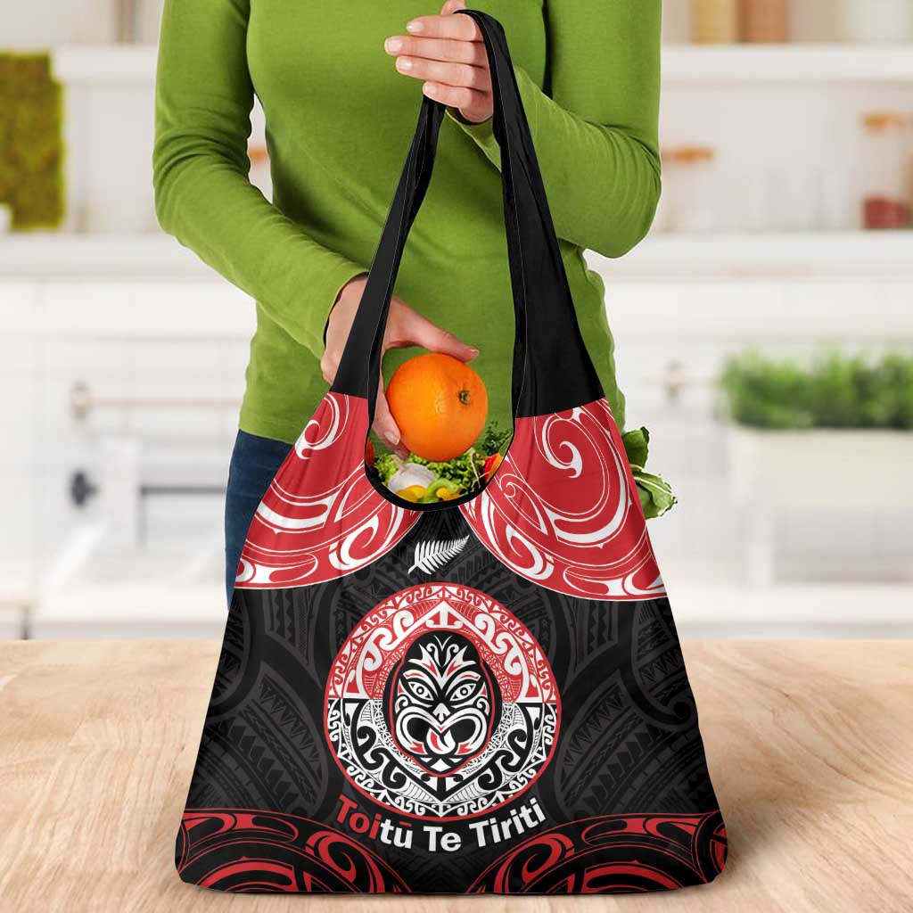Aotearoa Toitu Te Tiriti Grocery Bag Haka Tiki Honour The Treaty LT14 - Polynesian Pride