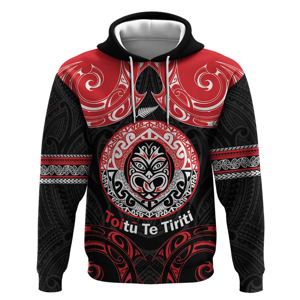 Aotearoa Toitu Te Tiriti Hoodie Haka Tiki Honour The Treaty LT14 Pullover Hoodie Black - Polynesian Pride