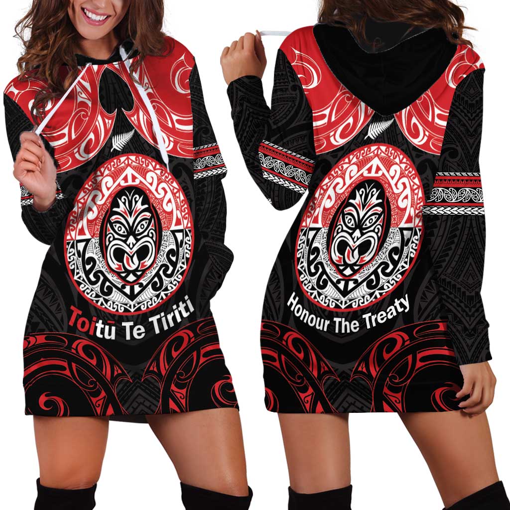 Aotearoa Toitu Te Tiriti Hoodie Dress Haka Tiki Honour The Treaty LT14 - Polynesian Pride