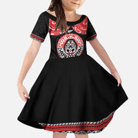 Aotearoa Toitu Te Tiriti Kid Short Sleeve Dress Haka Tiki Honour The Treaty LT14 KID Black - Polynesian Pride
