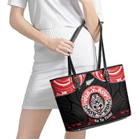 Aotearoa Toitu Te Tiriti Leather Tote Bag Haka Tiki Honour The Treaty LT14 - Polynesian Pride