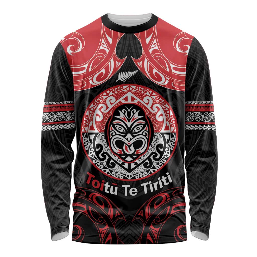 Aotearoa Toitu Te Tiriti Long Sleeve Shirt Haka Tiki Honour The Treaty LT14 Unisex Black - Polynesian Pride