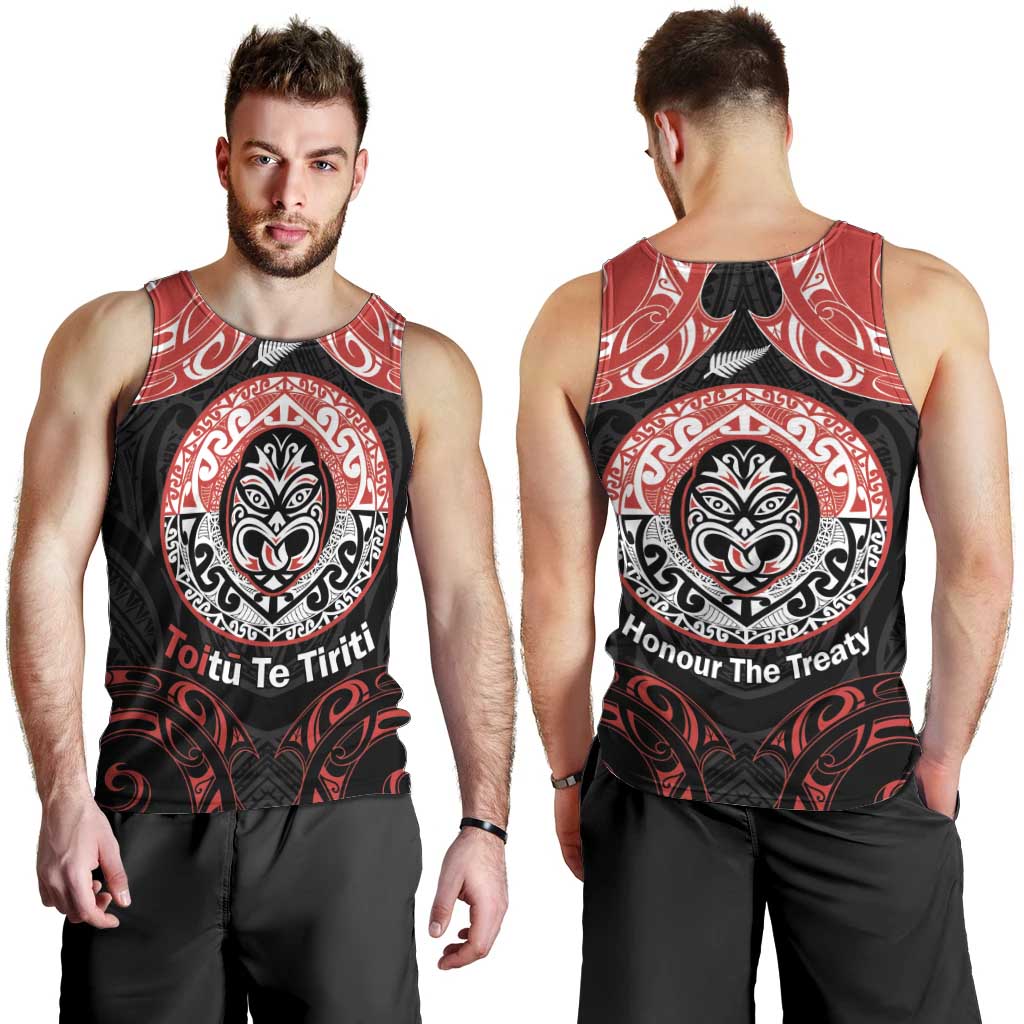Aotearoa Toitu Te Tiriti Men Tank Top Haka Tiki Honour The Treaty LT14 - Polynesian Pride
