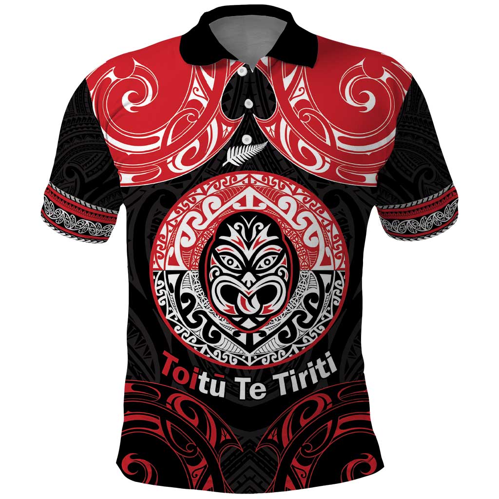 Aotearoa Toitu Te Tiriti Polo Shirt Haka Tiki Honour The Treaty LT14 Black - Polynesian Pride
