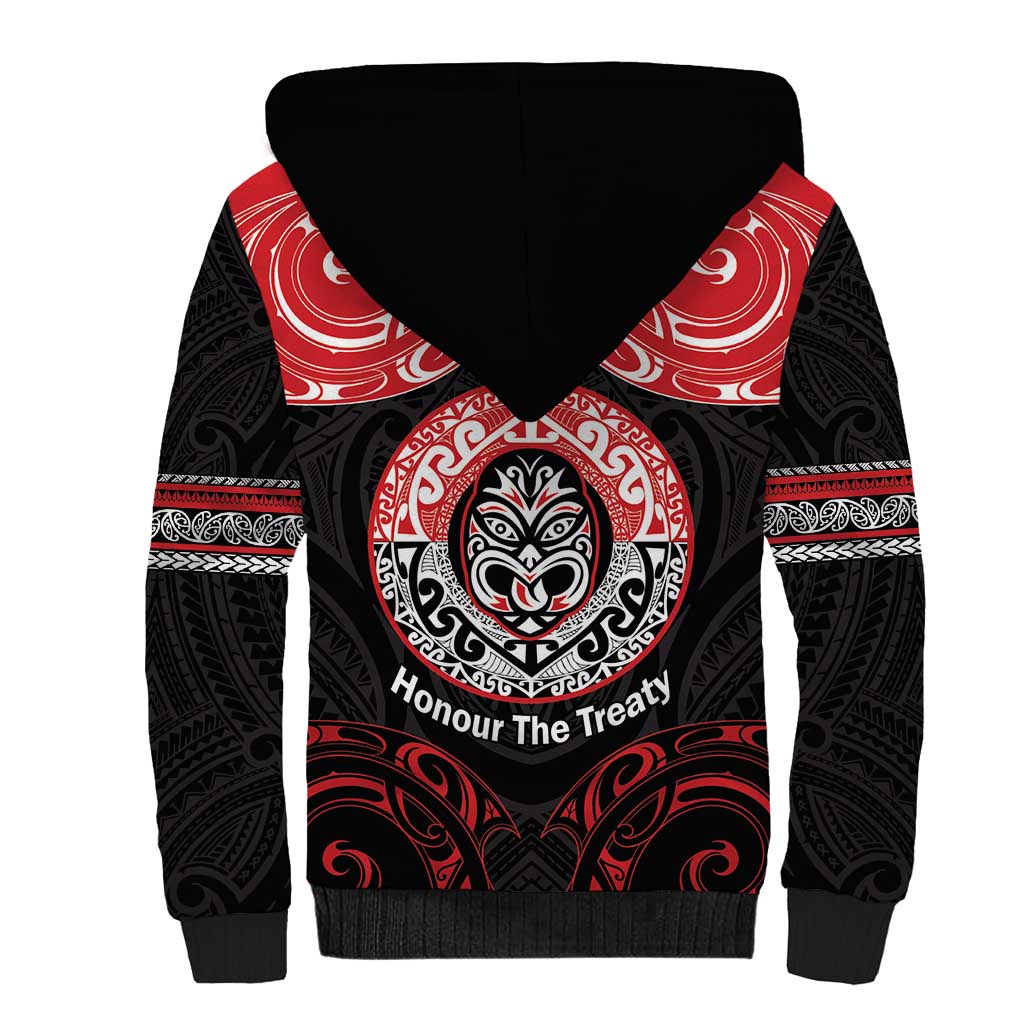 Aotearoa Toitu Te Tiriti Sherpa Hoodie Haka Tiki Honour The Treaty LT14 - Polynesian Pride