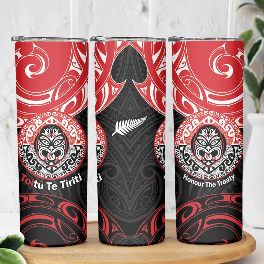 Aotearoa Toitu Te Tiriti Skinny Tumbler Haka Tiki Honour The Treaty LT14 - Polynesian Pride