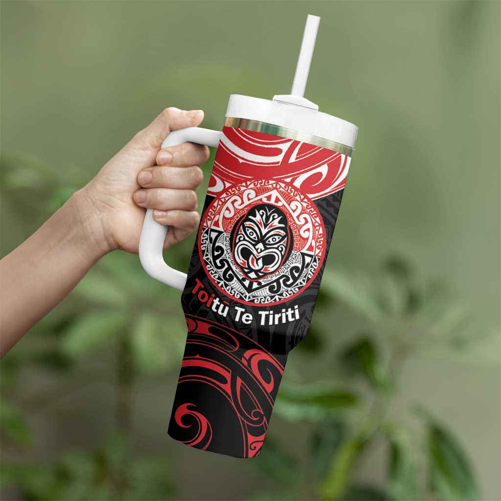 Aotearoa Toitu Te Tiriti Tumbler With Handle Haka Tiki Honour The Treaty LT14 - Polynesian Pride