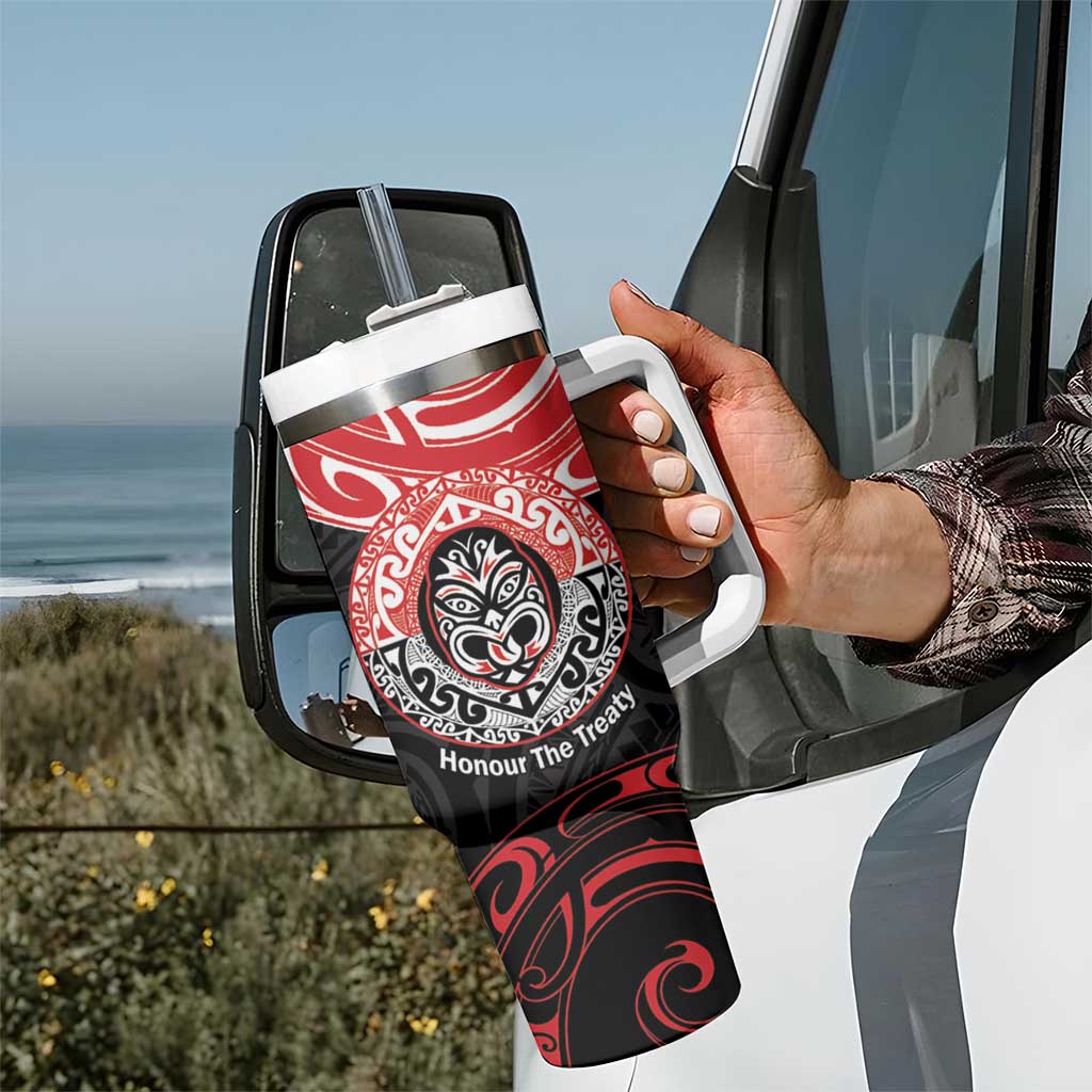 Aotearoa Toitu Te Tiriti Tumbler With Handle Haka Tiki Honour The Treaty LT14 - Polynesian Pride