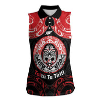 Aotearoa Toitu Te Tiriti Women Sleeveless Polo Shirt Haka Tiki Honour The Treaty LT14 Female Black - Polynesian Pride