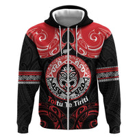 Aotearoa Toitu Te Tiriti Zip Hoodie Haka Tiki Honour The Treaty LT14 Zip Hoodie Black - Polynesian Pride