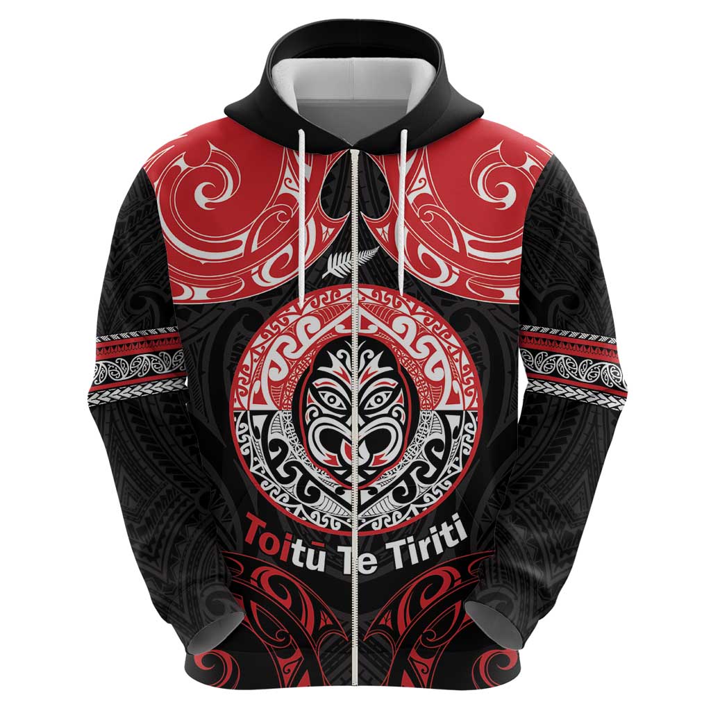 Aotearoa Toitu Te Tiriti Zip Hoodie Haka Tiki Honour The Treaty LT14 - Polynesian Pride
