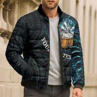 Personalized New Zealand Darts Beer Bomber Puffer Jacket Paua Shell Aotearoa Maori Tattoo LT14 - Polynesian Pride