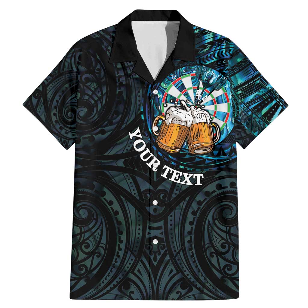 Personalized New Zealand Darts Beer Family Matching Mermaid Dress and Hawaiian Shirt Paua Shell Aotearoa Maori Tattoo LT14 Dad's Shirt - Short Sleeve Black - Polynesian Pride