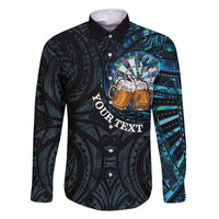Personalized New Zealand Darts Beer Family Matching Mermaid Dress and Hawaiian Shirt Paua Shell Aotearoa Maori Tattoo LT14 Dad's Shirt - Long Sleeve Black - Polynesian Pride
