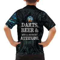 Personalized New Zealand Darts Beer Family Matching Off Shoulder Maxi Dress and Hawaiian Shirt Paua Shell Aotearoa Maori Tattoo LT14 - Polynesian Pride