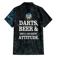 Personalized New Zealand Darts Beer Family Matching Off Shoulder Maxi Dress and Hawaiian Shirt Paua Shell Aotearoa Maori Tattoo LT14 - Polynesian Pride