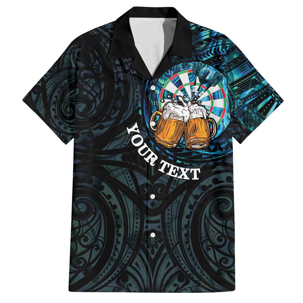 Personalized New Zealand Darts Beer Family Matching Summer Maxi Dress and Hawaiian Shirt Paua Shell Aotearoa Maori Tattoo LT14 Dad's Shirt - Short Sleeve Black - Polynesian Pride