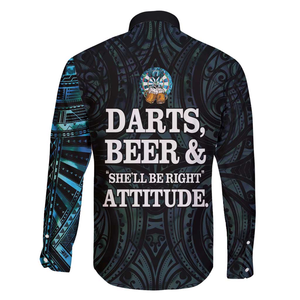 Personalized New Zealand Darts Beer Family Matching Summer Maxi Dress and Hawaiian Shirt Paua Shell Aotearoa Maori Tattoo LT14 - Polynesian Pride