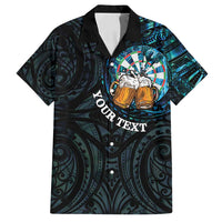 Personalized New Zealand Darts Beer Family Matching Tank Maxi Dress and Hawaiian Shirt Paua Shell Aotearoa Maori Tattoo LT14 Dad's Shirt - Short Sleeve Black - Polynesian Pride