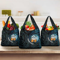 Personalized New Zealand Darts Beer Grocery Bag Paua Shell Aotearoa Maori Tattoo LT14 3-pack One Size Black - Polynesian Pride