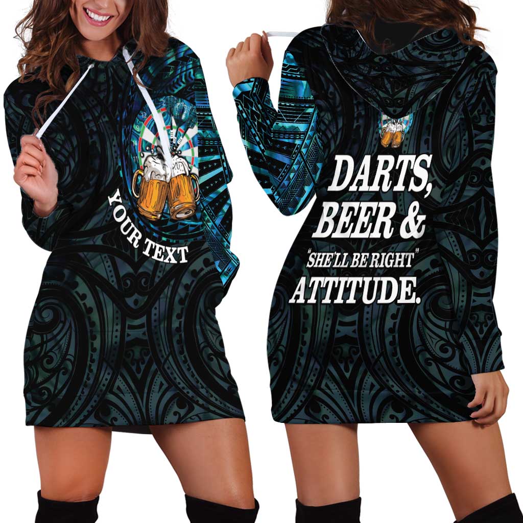 Personalized New Zealand Darts Beer Hoodie Dress Paua Shell Aotearoa Maori Tattoo LT14 - Polynesian Pride