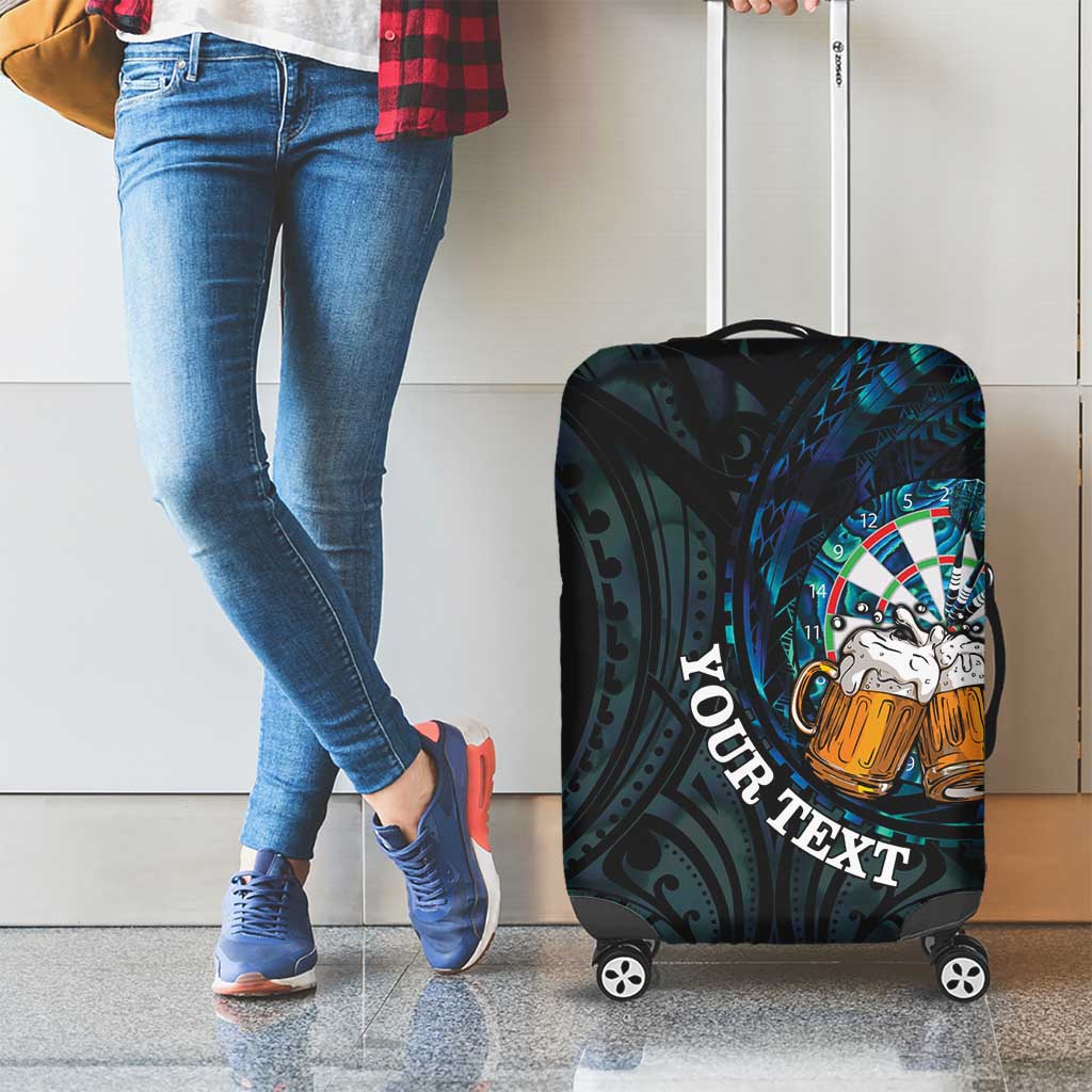 Personalized New Zealand Darts Beer Luggage Cover Paua Shell Aotearoa Maori Tattoo - Polynesian Pride