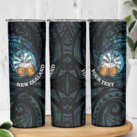 Personalized New Zealand Darts Beer Skinny Tumbler Paua Shell Aotearoa Maori Tattoo LT14 - Polynesian Pride