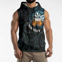Personalized New Zealand Darts Beer Sleeveless Hoodie Paua Shell Aotearoa Maori Tattoo LT14 - Polynesian Pride