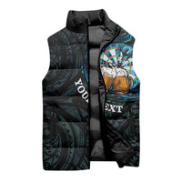 Personalized New Zealand Darts Beer Sleeveless Puffer Jacket Paua Shell Aotearoa Maori Tattoo LT14 - Polynesian Pride