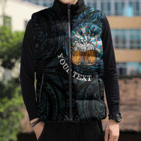 Personalized New Zealand Darts Beer Sleeveless Puffer Jacket Paua Shell Aotearoa Maori Tattoo LT14 - Polynesian Pride