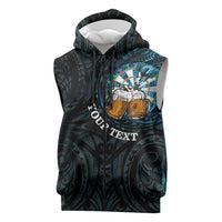 Personalized New Zealand Darts Beer Sleeveless Zip Hoodie Paua Shell Aotearoa Maori Tattoo LT14 Black - Polynesian Pride