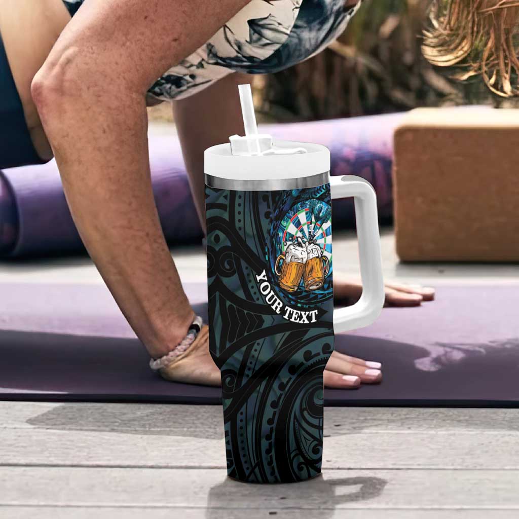 Personalized New Zealand Darts Beer Tumbler With Handle Paua Shell Aotearoa Maori Tattoo - Polynesian Pride