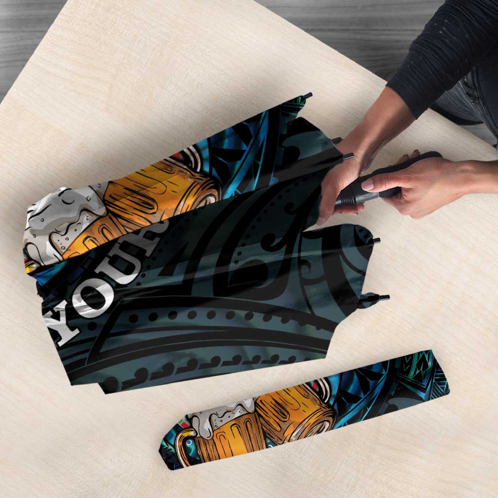 Personalized New Zealand Darts Beer Umbrella Paua Shell Aotearoa Maori Tattoo - Polynesian Pride