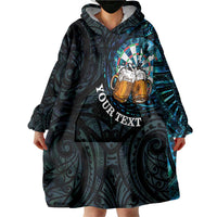 Personalized New Zealand Darts Beer Wearable Blanket Hoodie Paua Shell Aotearoa Maori Tattoo LT14 - Polynesian Pride